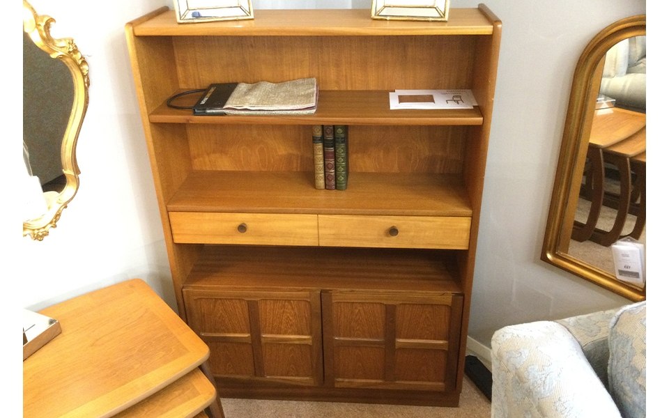 Teak Medium Bookcase with Drawers
Finish Vaneer, Colour Teak
W:87cm D:26cm H:122cm
Was £1,085 Now £529 Teak Medium Bookcase with Drawers
Finish Vaneer, Colour Teak
W:87cm D:26cm H:122cm
Was £1,085 Now £529